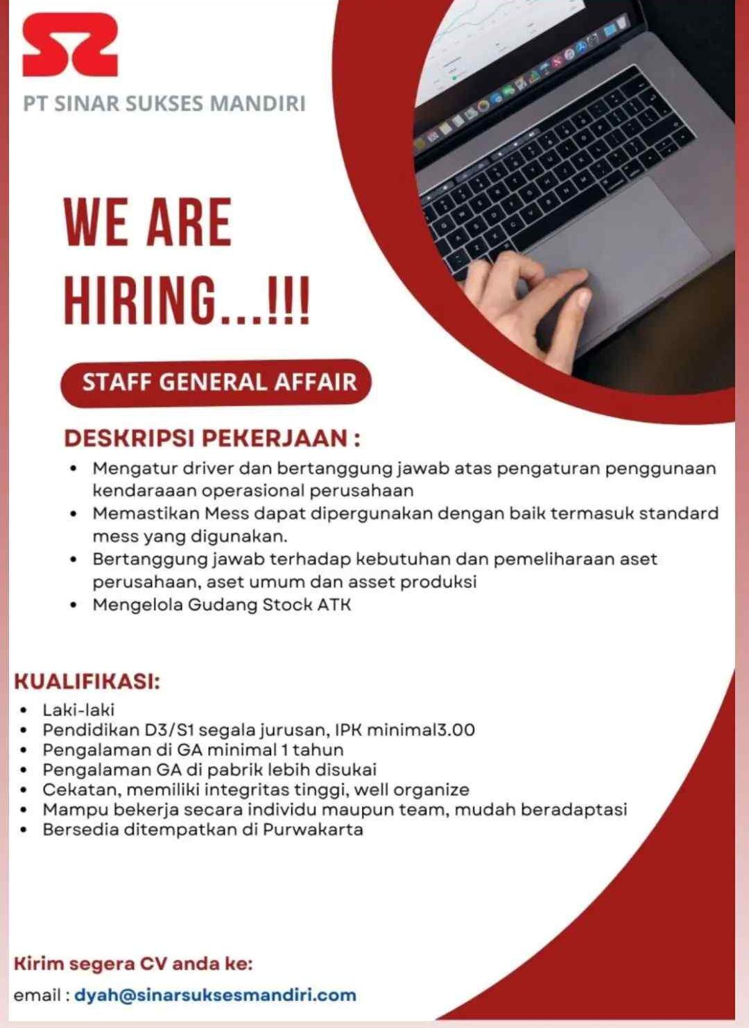 Lowongan Kerja PT Sinar Sukses Mandiri Purwakarta 2022 - LOKER SUBANG ID