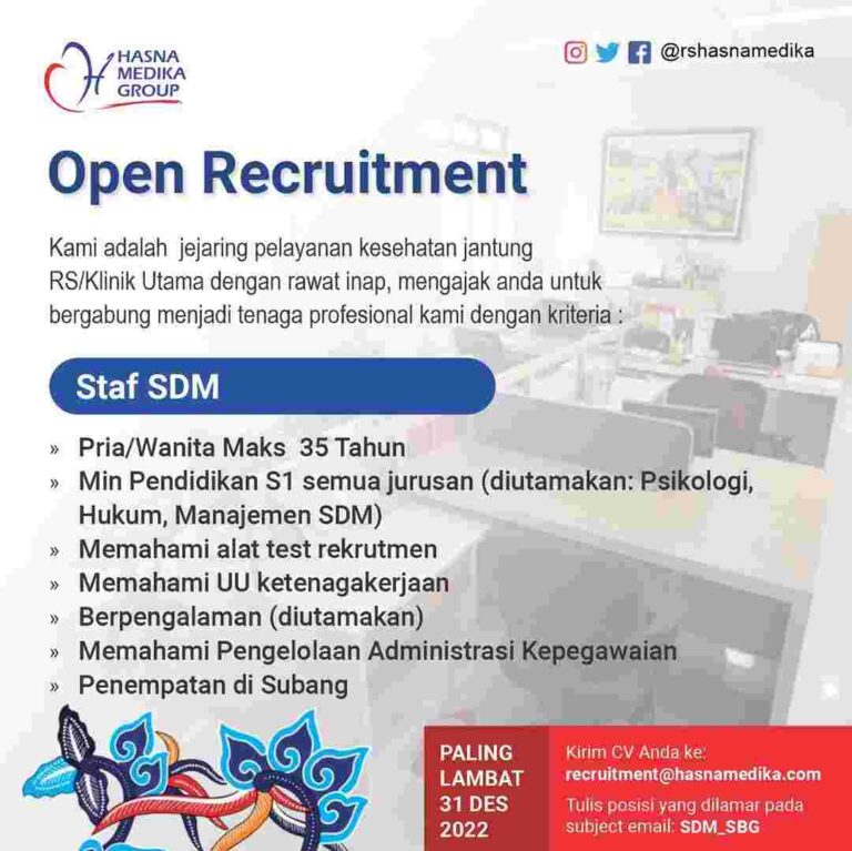 Lowongan Kerja RS Hasna Medika Group Desember 2022 - LOKER SUBANG ID