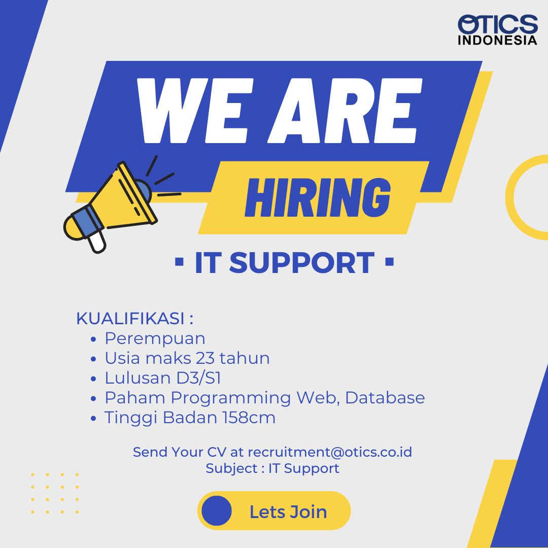 Lowongan Kerja PT OTICS Indonesia April 2023 - LOKER SUBANG ID