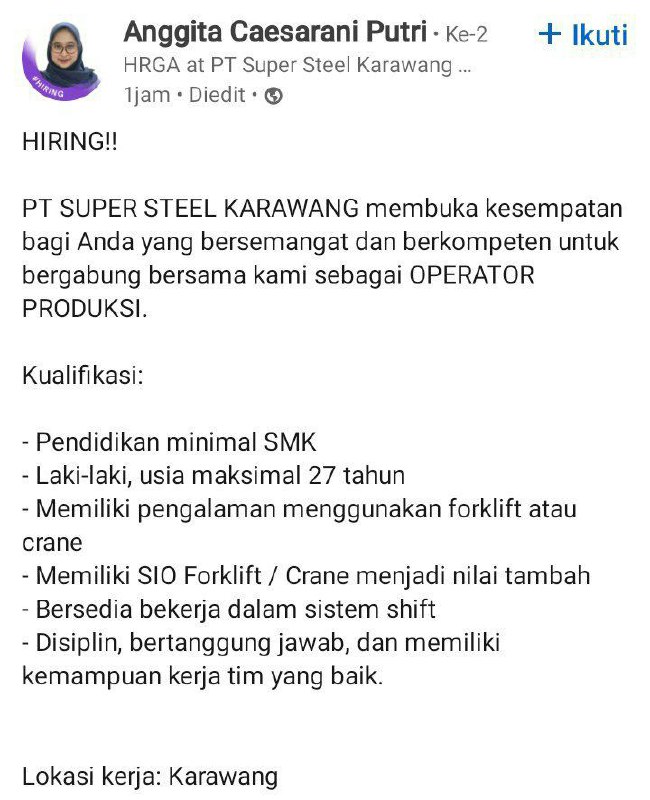 PT Super Steel Karawang