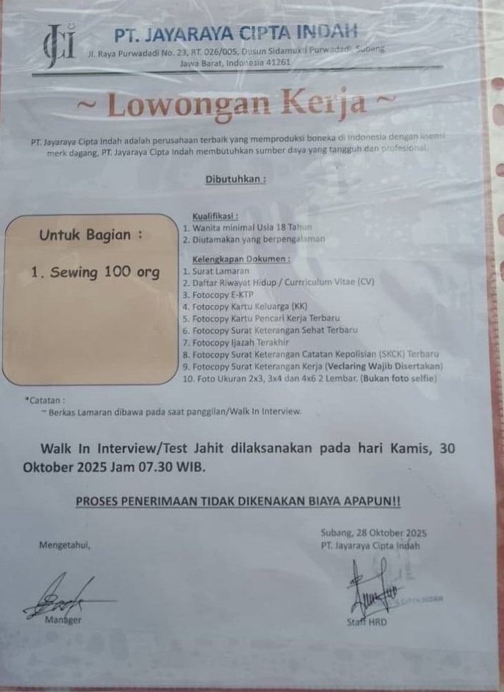 PT Jayaraya Cipta Indah